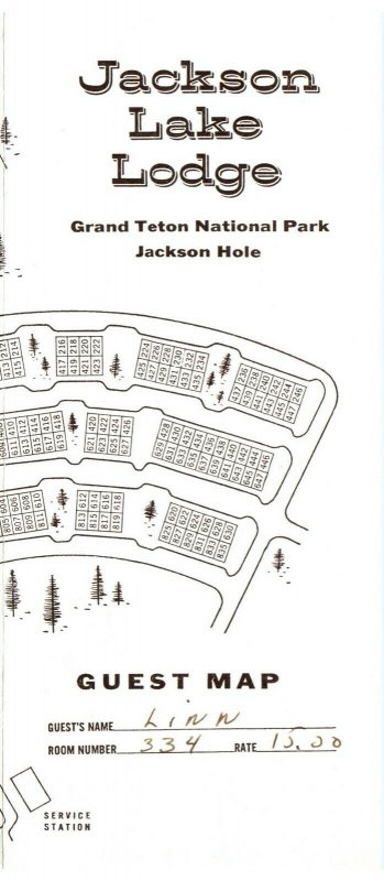  Vintage Jackson Lake Lodge Guest Map of Rooms Brochure Grand Teton 1960s? 