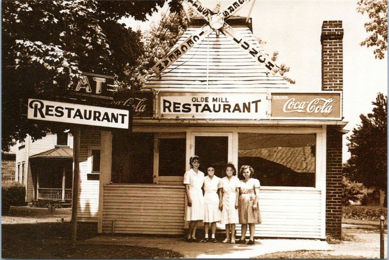 Vintage Coca Cola Postcard Olde Mill Restaurant Roadside Diner LARGE UNUSED OH