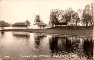 Real Photo Postcard Island Park Cottages in Center City, Minnesota