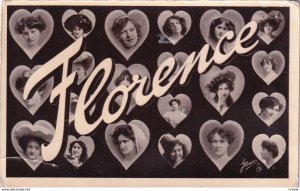 RP; FLORENCE, Women Portraits Inside Hearts, PU-1907; TUCK No. N33