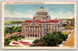Wilkes-Barre PA~Luzerne County Courthouse~Dome~Classical Revival~Linen Postcard
