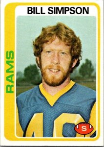 1978 Topps Football Card Bill Simpson Los Angeles Rams sk7386