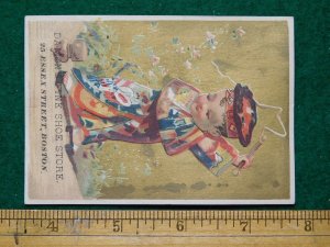 1870s-80s Cute Chinese Boy Damn Fine Shoes Victorian Trade Card F23