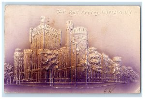 1903 74th Regiment Armory Buffalo New York NY Embossed Airbrush Postcard