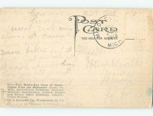 Divided-Back AERIAL VIEW FROM WASHINGTON MONUMENT Washington DC hp4823