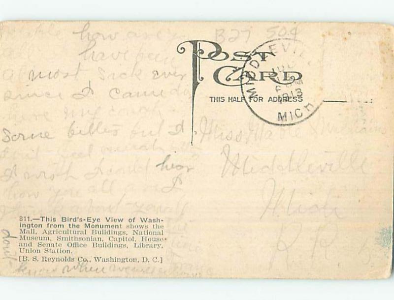 Divided-Back AERIAL VIEW FROM WASHINGTON MONUMENT Washington DC hp4823