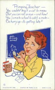 Vinegar Valentine Poem Mutoscope Postcard PRIMPING TEACHER