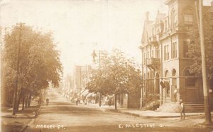 J86/ East Palestine Ohio RPPC Postcard c1910 Market Street Stores Man 30