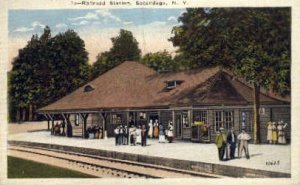 Railroad Station, Sacandaga, NY, USA Railroad Train Depot Unused crease right...