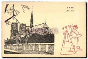 Old Postcard Fancy Paris Notre Dame