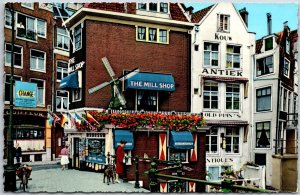 Amsterdam Grimmessesluisn Netherlands Mill Shop Shopping District Postcard