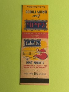 Vintage Matchbook Cover Cabell's Minit Markets Texas MB180