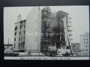 Isle of Man RAMSEY Major Fire at Mooragh House c1980's Postcard by Mannin