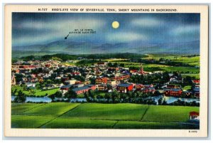 c1940's Birds Eye View Of Sevierville Smoky Mountains Moon Tennessee TN Postcard