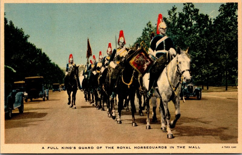 TUCK - FULL KING GUARD ROYAL HORSEGUARDS MALL - VINTAGE - POSTCARD COLOR RPPC 