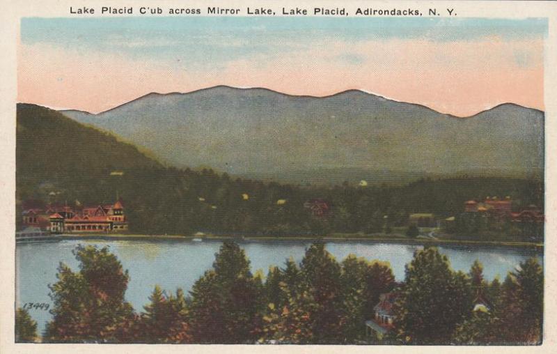 Lake Placid Club and High Peaks from Mirror Lake - Adirondacks, New York - WB