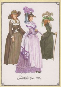 Spatrokoko 1780 Tudor Medieval Ladies Fashion Costume German Germany Postcard