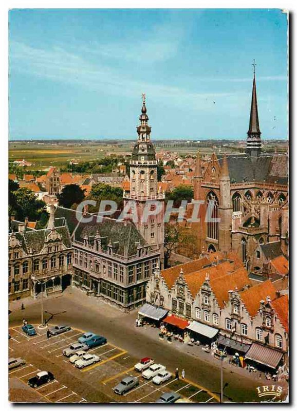 Modern Postcard Furnes Belfort and Corner of the Grand Place