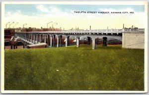 12th Street Viaduct Kansas City Missouri MO Double Deck Bridge Postcard