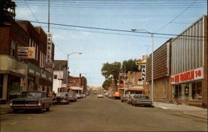 Park Falls Wisconsin WI Division Street Classic Cars Street Scene Vintage PC