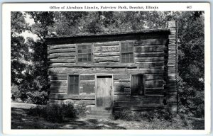 c1950s Decatur, IL Office Abraham Lincoln Cabin Fairview Park Chrome PC Vtg A309