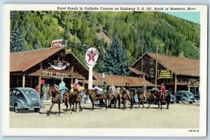 Bozeman Montana MT Postcard Karst Ranch Gallatin Canyon Riding Horse Stores 1940