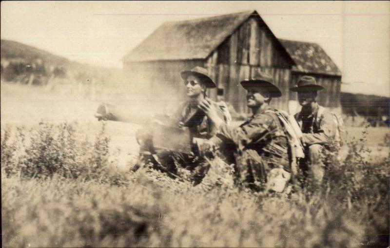 WWI Military Soldiers Firing Gun - Plattsburg NY Written on Back c1915 RPPC