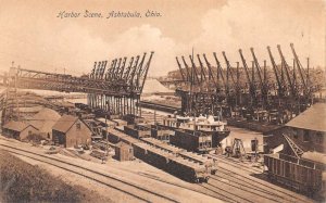 Ashtabula Ohio Harbor Scene Loading Docks Vintage Postcard AA73281