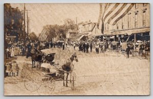 Garrettsville OH Ohio RPPC 4th July Parade Main Street c1909 Photo Postcard F45