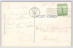 Dover Ohio~US Post Office~Doors Open~Linen Postcard