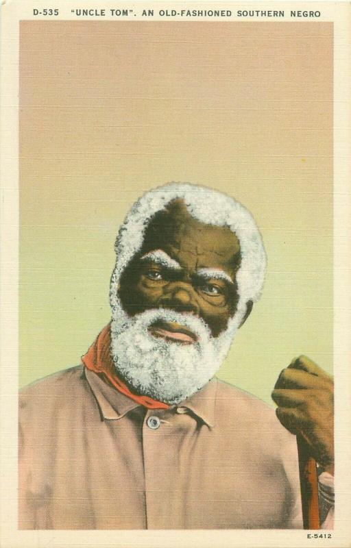 Uncle Tom An Old-Fashioned Southern Negro Vintage Linen Postcard Black Americana