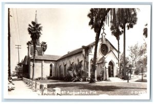 c1940's Trinity Parish Church St. Augustine Florida FL RPPC Photo Postcard 