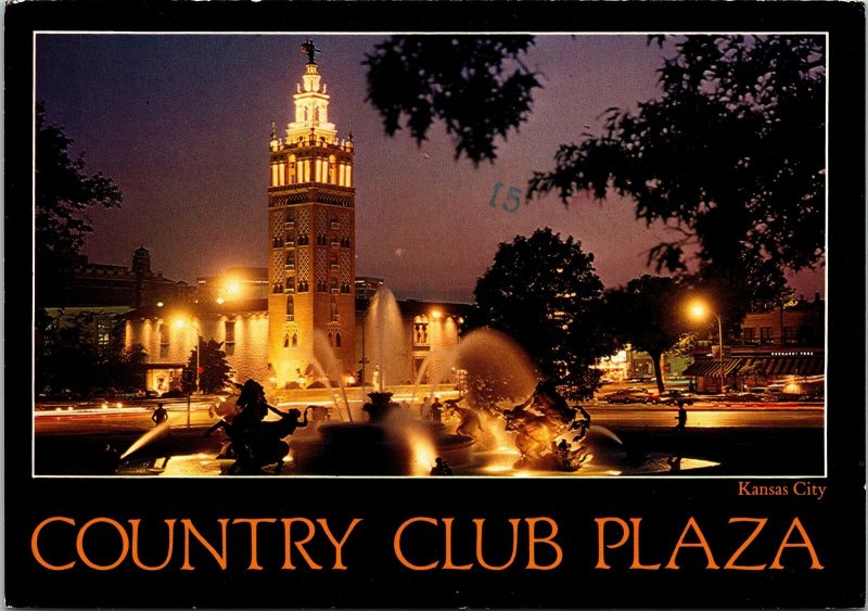 Vintage Continental Size Postcard Country Club Plaza Kansas City Missouri United States