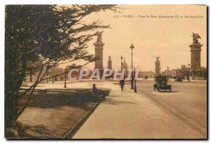 Old Postcard Paris Towards the Alexandre III bridge and the Invalides