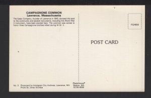 Massachusetts LAWRENCE Campagnone Common World War 11 Monument  ~ Chrome