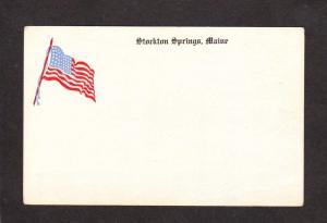 ME Stockton Springs Maine Postcard Vintage US Flag American Patriotic Postcard