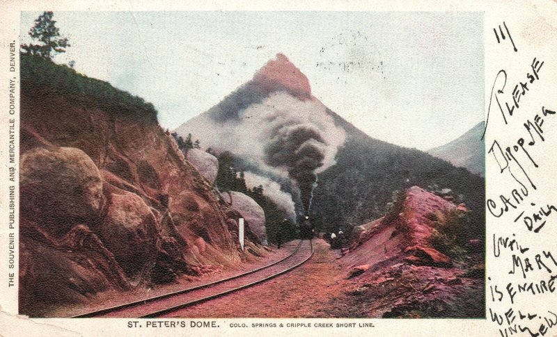 Vintage Postcard 1906 St. Peter's Dome Colorado Springs & Cripple Creek Colorado