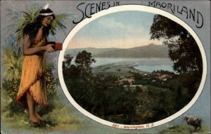 Warrington New Zealand Pretty Maori Woman Camera Tanner Bros c1910 Postcard