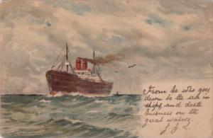 Steamer On Open Sea 1904 Marine Series Tucks