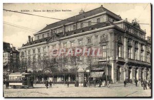 Old Postcard Rouen Theater of Arts and during Boieldieu Tramway