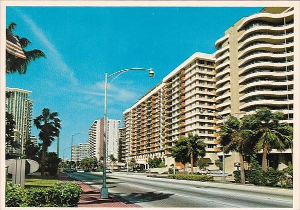 Florida Miami Beach Collins Avenue On Miami Beach Looking North