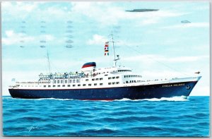 1973 Home Lines Oceanic All-Italian Crew Panamanian Registry Posted Postcard