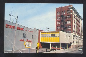 FREEPORT ILLINOIS DOWNTOWN STATE BANK 1950's CARS VINTAGE POSTCARD