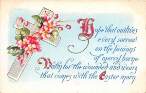 EASTER GREETINGS c1915 Embossed Postcard Floral Cross