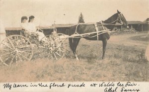 Waldo ME Fair Grounds Horse & Buggy in The Floral Parade in 1905 RPPC