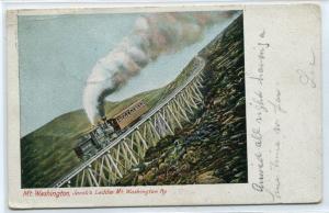 Incline Railroad Train Jacobs Ladder Mt Washington New Hampshire 1905 postcard