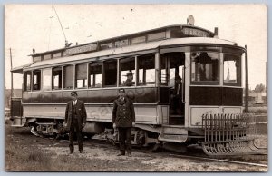 K45/ Detroit Michigan RPPC Postcard c1910 Baker Street Trolley Conductor 332