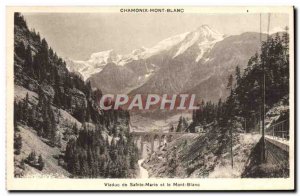 Old Postcard Chamonix Viaduct Sainte Marie and Mont Blanc