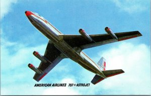 Vtg American Airlines 707 Astrojet Plane Unused Advertising Postcard