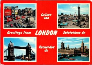 VINTAGE CONTINENTAL SIZE POSTCARD GREETINGS FROM LONDON QUARTER VIEWS 1970s